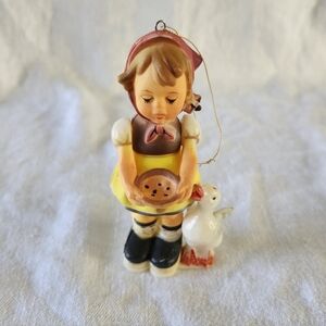 Vintage Kurt S Adler Hummel Reproduction Girl Goose Ornament Plastic Hong Kong